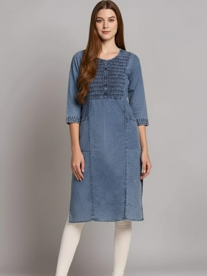 Women’s Denim Straight-Cut Kurti