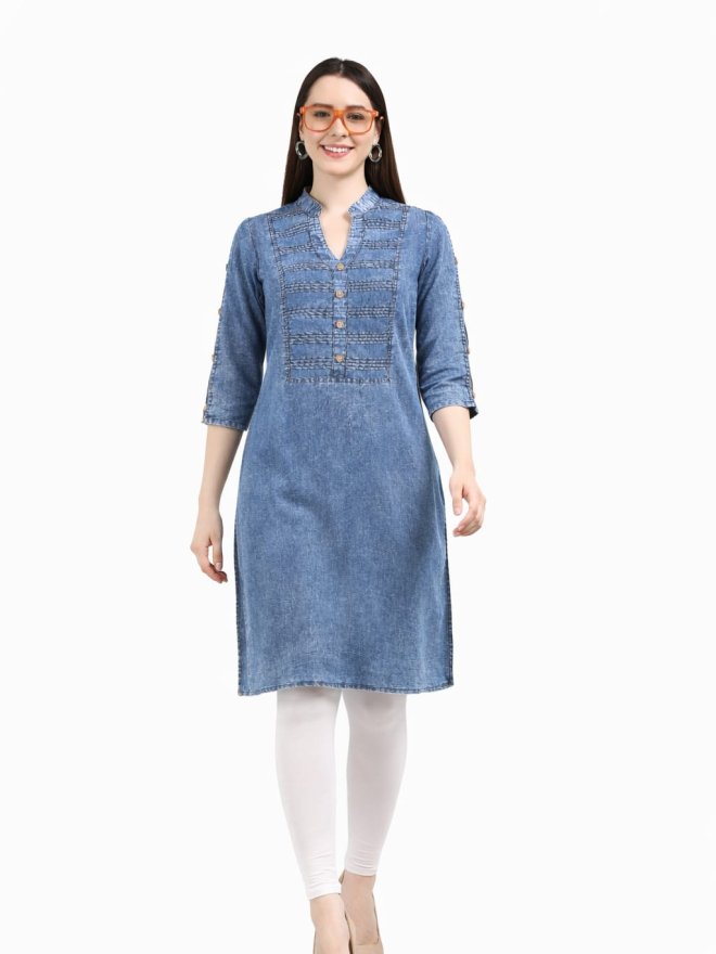 Women’s Denim Blue  Straight Kurti