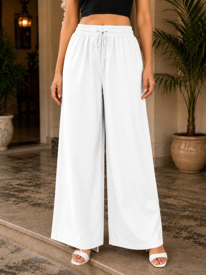 Women’s White Wide-Leg Palazzo