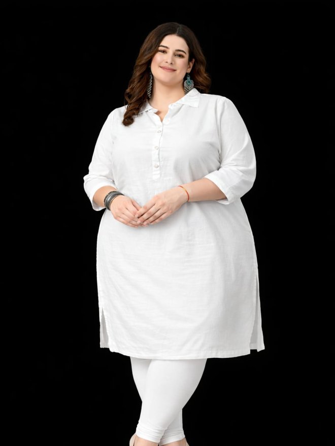 Women’s Plus Size White Straight Kurti