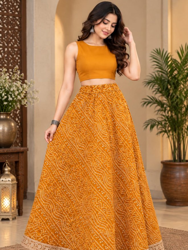 Stylish Printed Flared Skirt