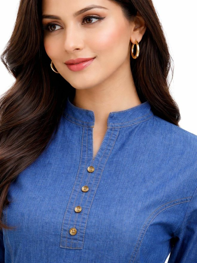 Women’s Denim Blue Straight Kurti